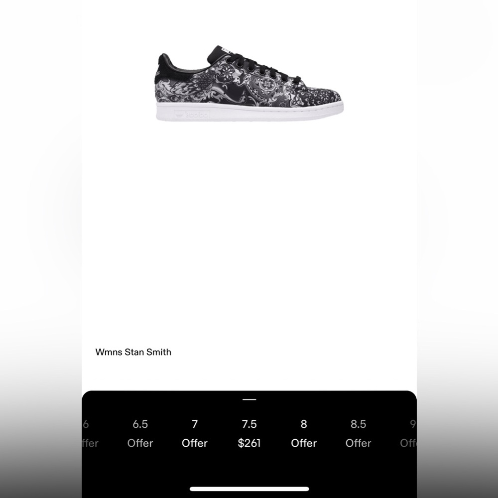 adidas Stan Smith Black and White lace tattoo Print Sneakers - Picture 9 of 9